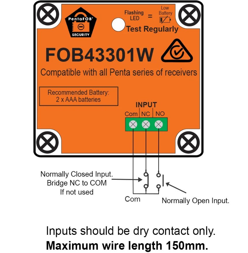 ELSEMA 433MHz PentaFOB Transmitter with External Inputs