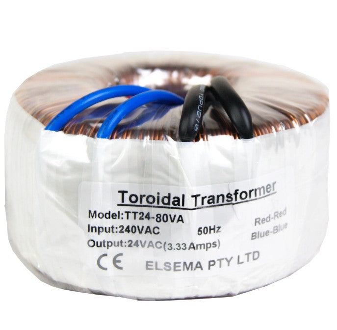 ELSEMA TT24-80 Toroidal Transformer, 240VAC/24VAC, 3.33Amps, 80VA