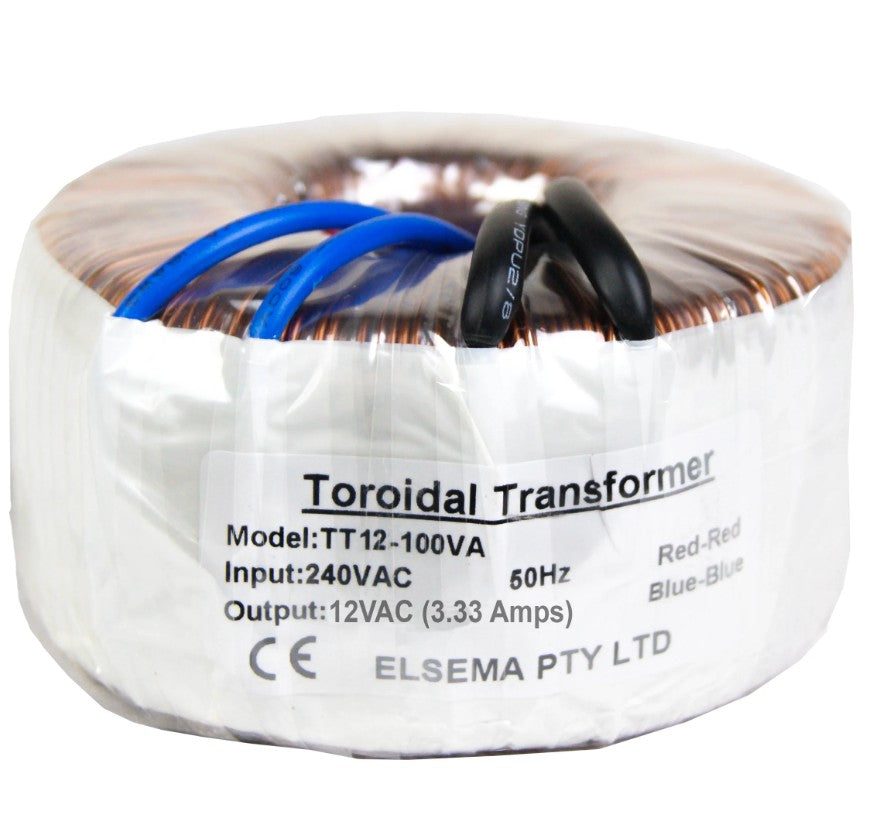 ELSEMA TT12-100 Toroidal Transformer, 240VAC/12VAC, 8.33Amps, 100VA