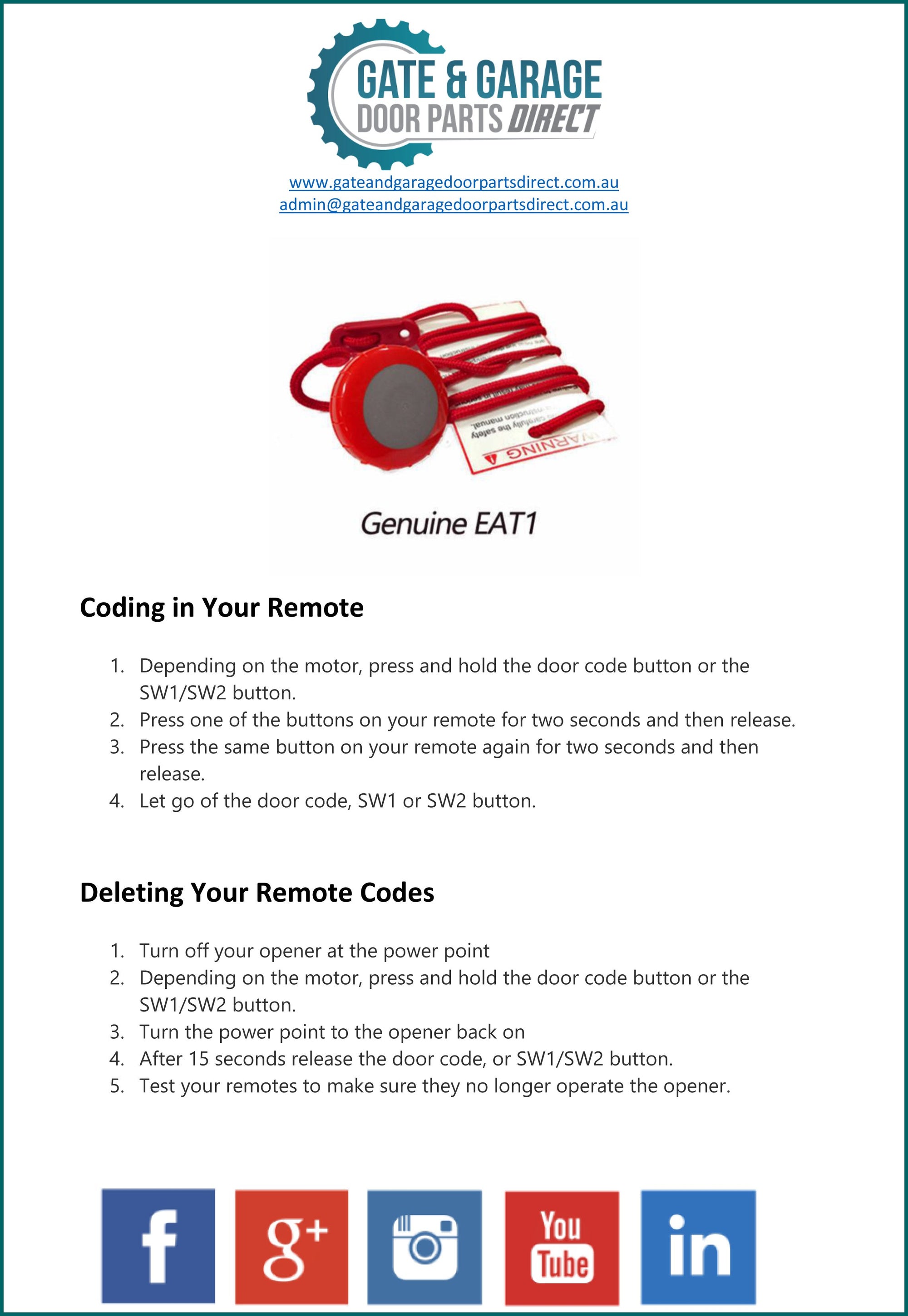 ATA EAT1 Remote Coding Instruction