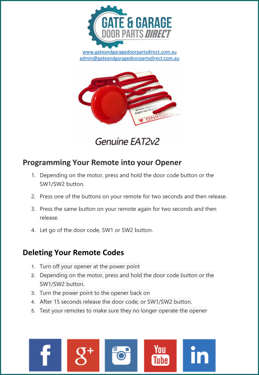 ATA EAT2v2 Remote Coding Instruction