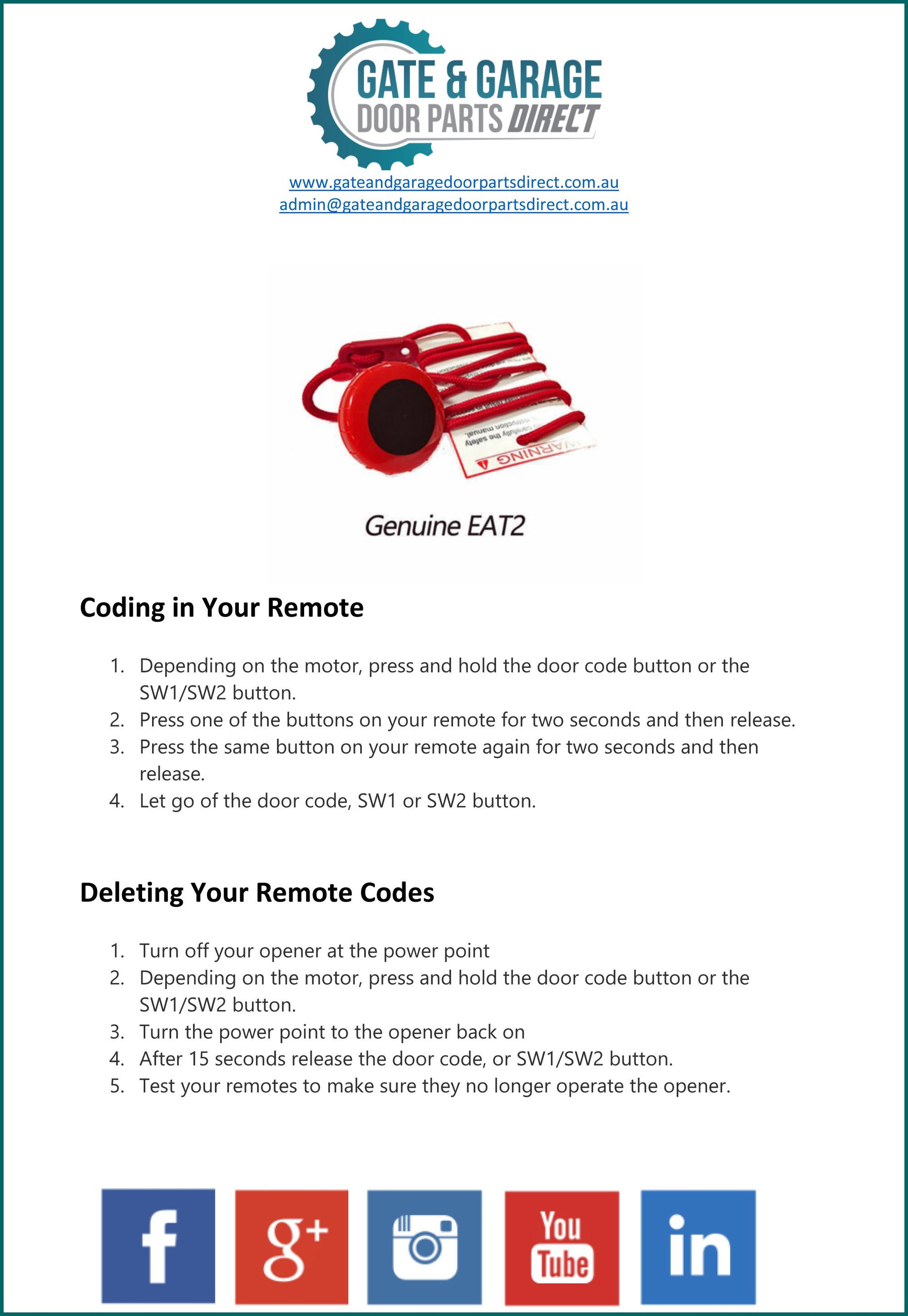 ATA EAT2 Remote Coding Instruction